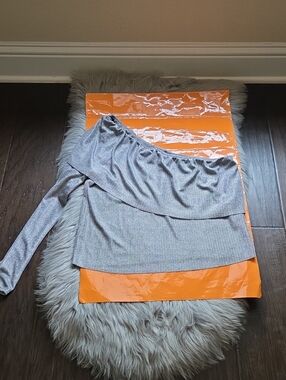 Nwt! Zara Trafaluc Silver Mettalic One Shoulder Top